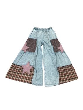 Easel Patchwork Wide leg Light Weight Denim style pants Women's Size M jeans